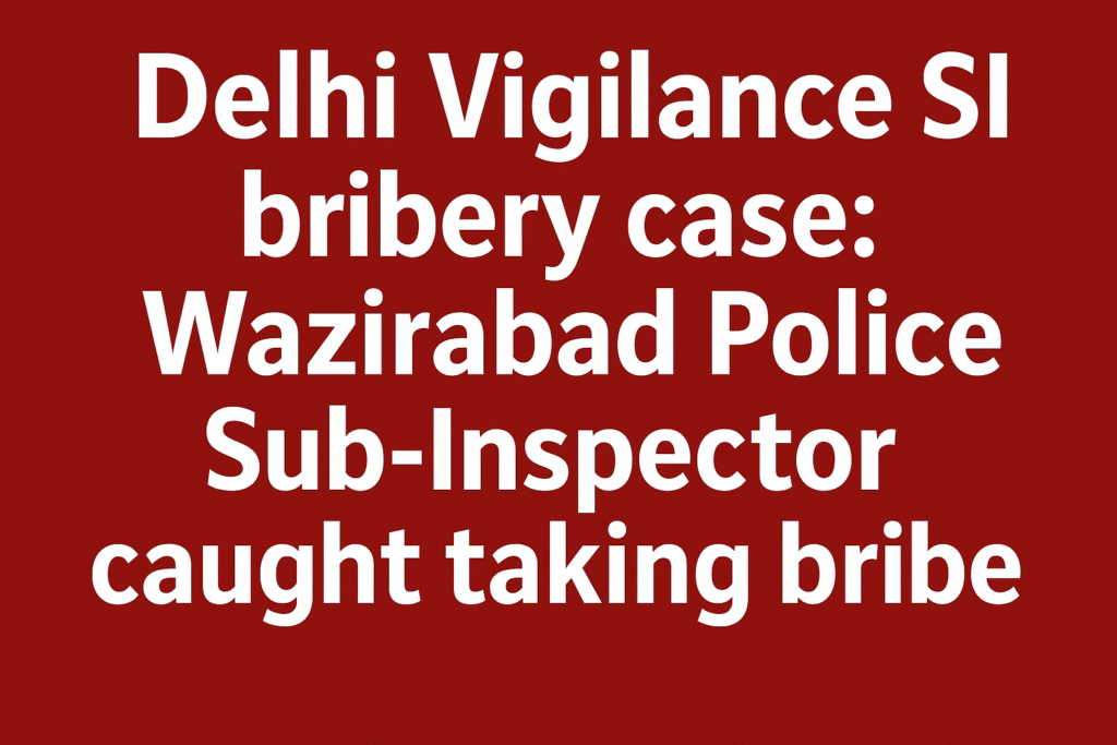 Delhi Vigilance SI bribery case thumbnail showing headline about Wazirabad Police Sub-Inspector caught taking bribe