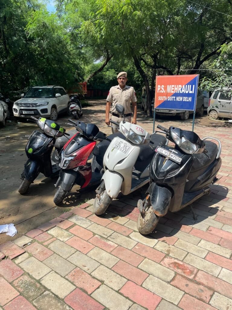 Mehrauli Police vehicle theft gang busted, SHO recovers 4 stolen scooters in Delhi