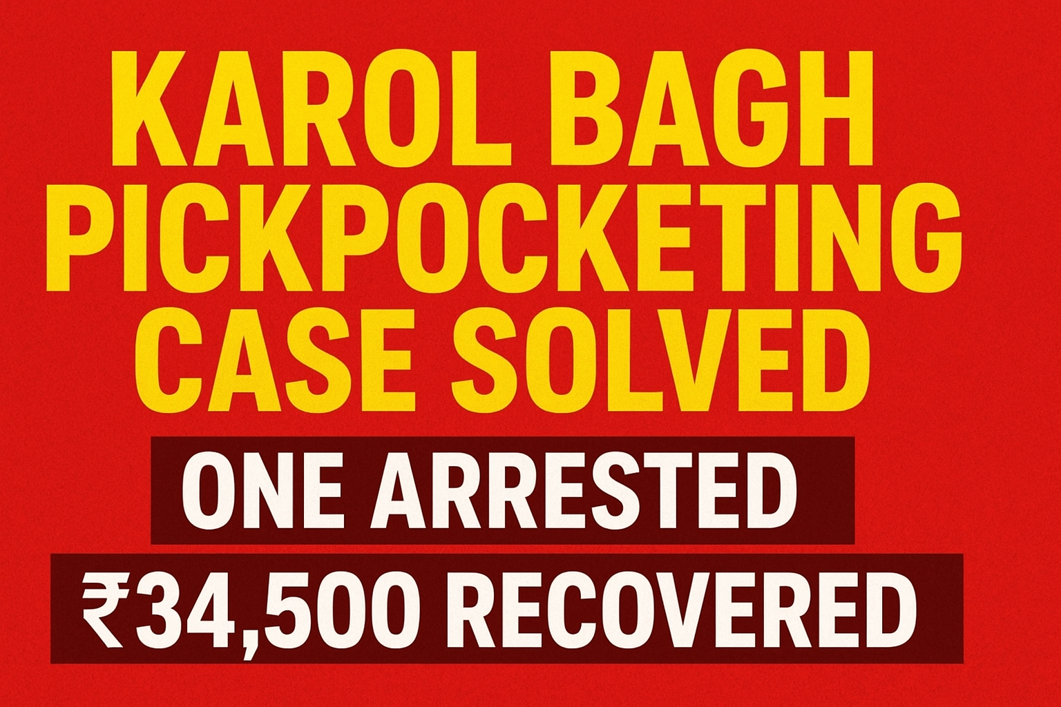 Delhi Police solves Karol Bagh pickpocketing case; one accused arrested and ₹34,500 recovered during raid.